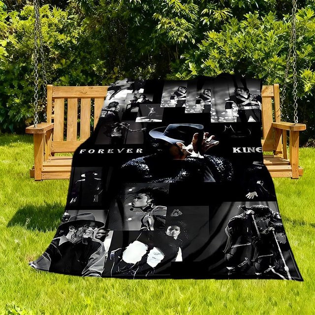 Michael Jackson Outdoor-Decke aus weichem Flanell von YglFour, Schwarz, B/B: 130 x 150 cm - Bild 1