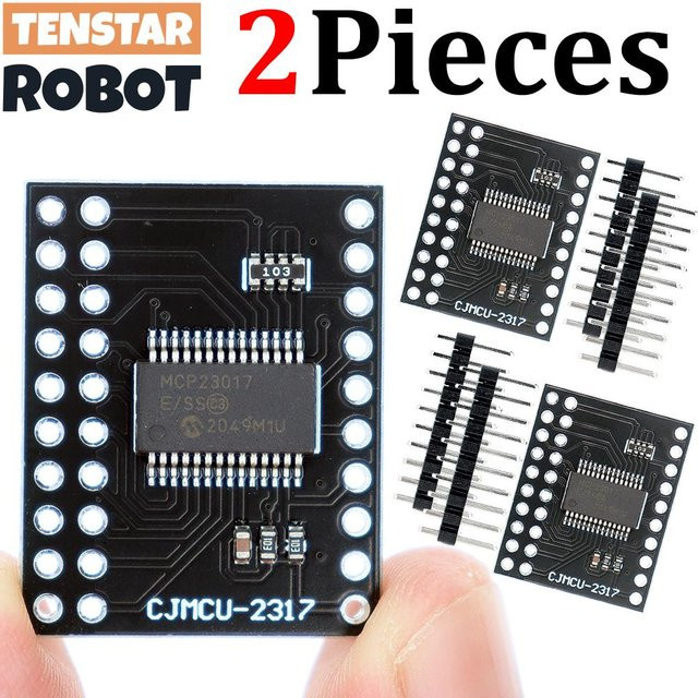 TENSTAR 2 Stück MCP23017 Serielles Schnittstellenmodul IIC I2C SPI Bidirektionaler 16-Bit I/O Expander in Schwarz - Bild 1