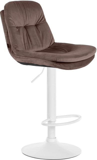 CLP Barhocker Laurel mit Samtbezug und Metallgestell in Weiss/Braun, drehbar, modern - Bild 1