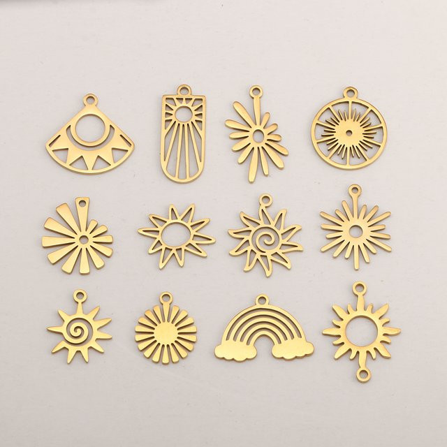 Sonnenanhänger Edelstahl, Gold, Unisex - Bild 1