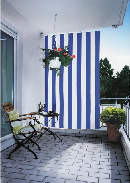 Floracord Senkrechtsonnensegel rechteckig Blau-Weiß B/B: 140 cm x H: 230 cm - Bild 1