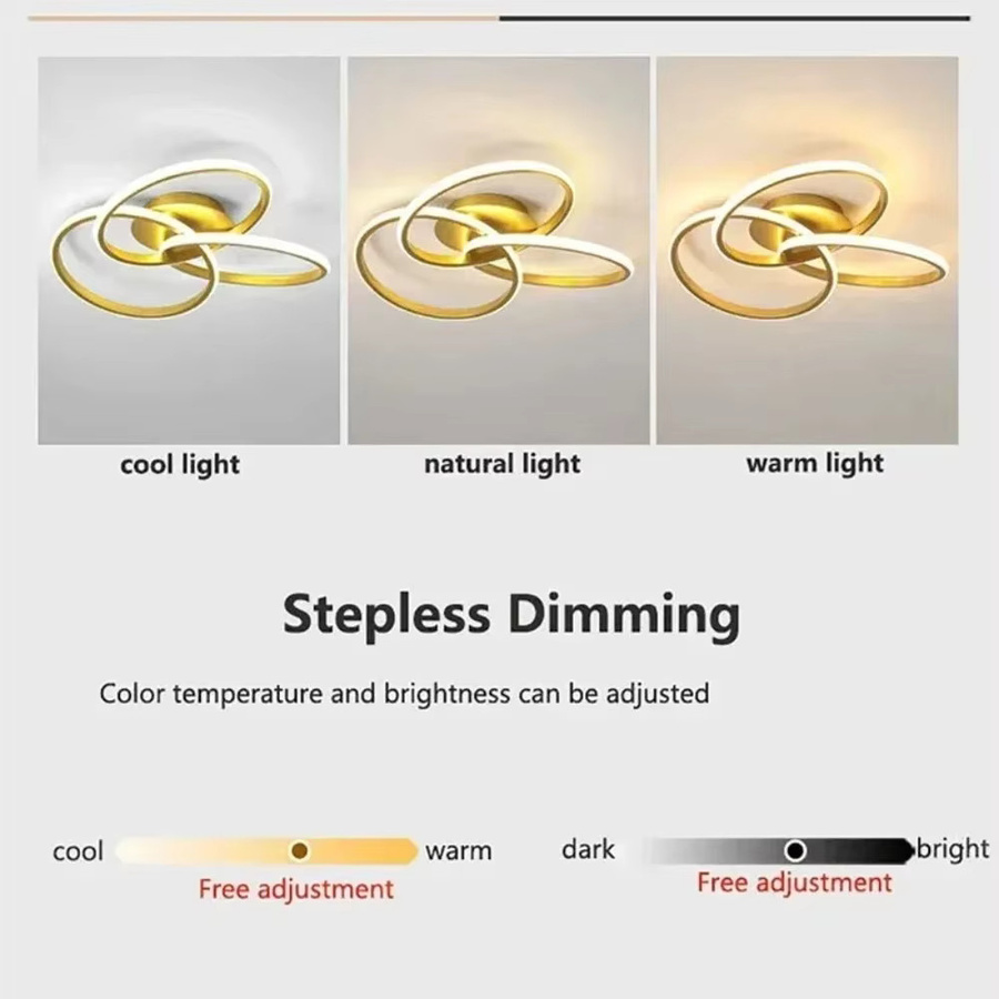JOYINLED Moderne LED-Deckenleuchte in Gold/Messing für Wohnzimmer, Esszimmer und Schlafzimmer - Bild 4