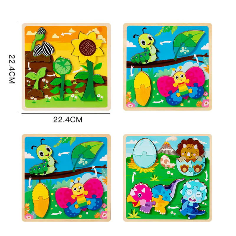 Tlewj 3D Holzpuzzle Lebenszyklus für Kinder als pädagogisches Lernspielzeug in Mehrfarbig - Bild 2