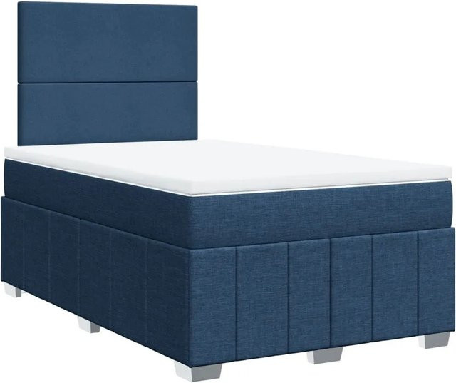 vidaXL Boxspringbett mit Matratze in Blau aus Stoff mit Taschenfederkern, B/T: 120 x 190 cm - Bild 1