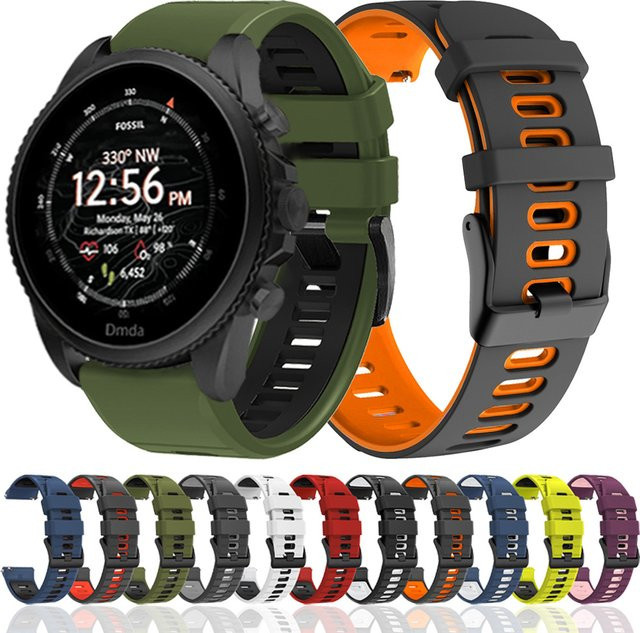 Fossil Uhrenarmband Silikon, Sport, Unisex, 20 mm, 22 mm - Bild 1