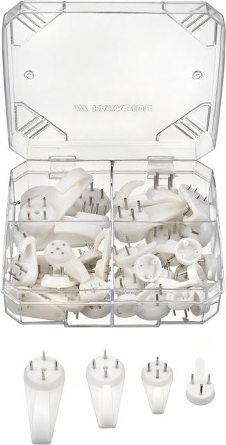 Parkside Haken und Dübel Sortiment aus Stahl und Nylon, 40-teilig, Weiß - Bild 1