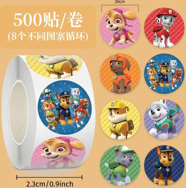 Paw Patrol Aufkleber Rolle mit 500 Teilen in Multicolor für DIY Dekorationen und Geschenke - Bild 1