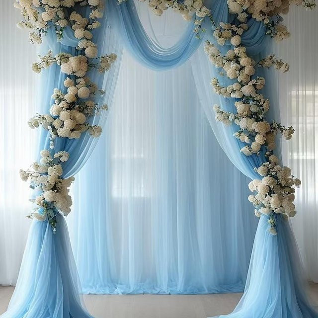 YT Daily Necessities Tüllstoff als transparentes Netzmaterial für DIY Deko und Hochzeitsaccessoires in Himmelblau, Breite: 160 cm - Bild 1