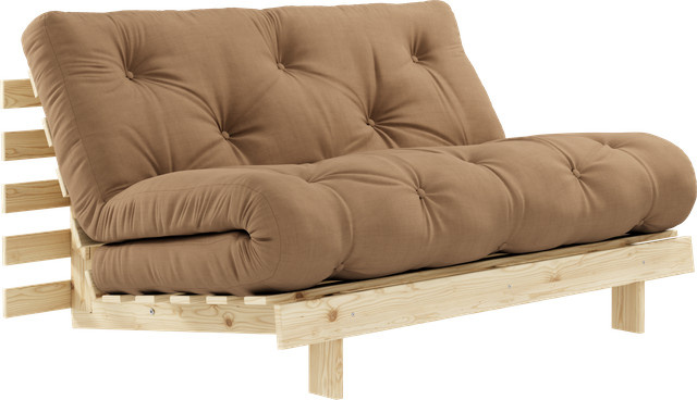 Karup Roots 140 Schlafsofa in Braun mit verstellbarer Kopfstütze und Holzgestell - Bild 1