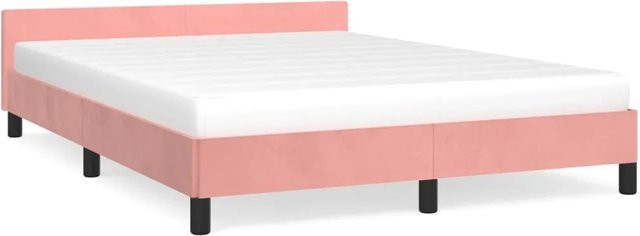 vidaXL Bettgestell mit Kopfteil aus Samt in Rosa, B/T/H: 140 x 190 x 143 cm - Bild 1