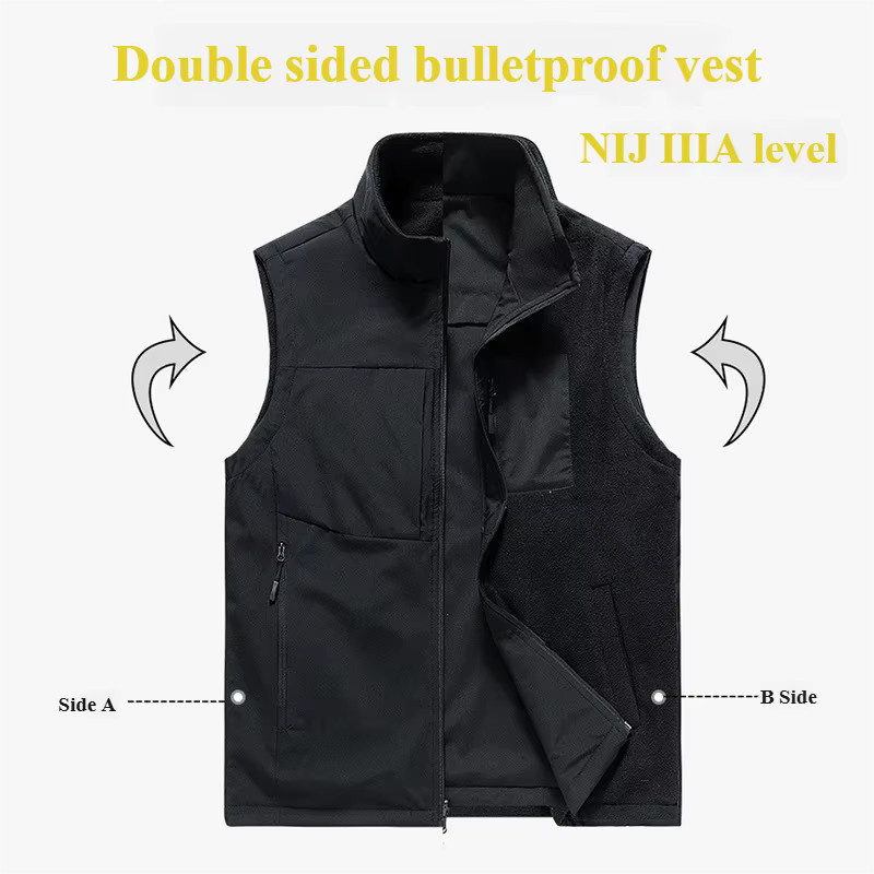 Dingtop Safety NIJ IIIA Soft Armor Weste in Schwarz mit Fleece-Futter für taktische Selbstverteidigung - Bild 3