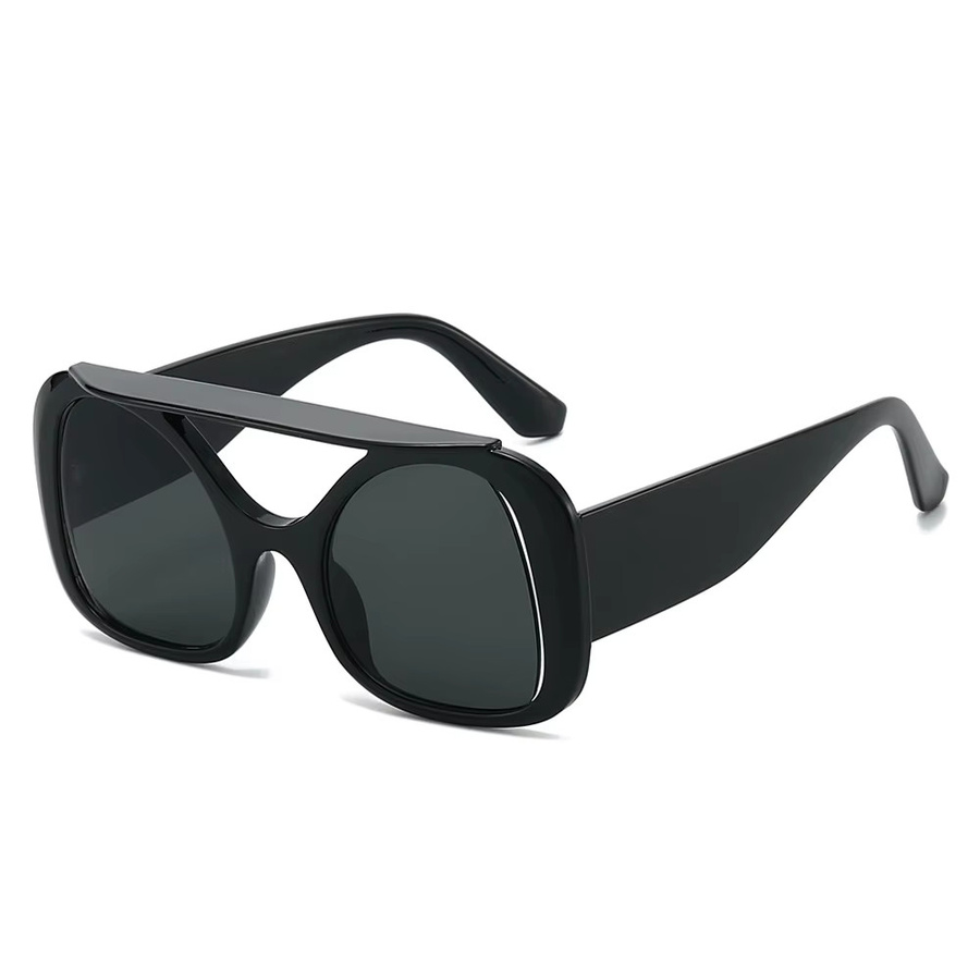 Sonnenbrille Double Beam Bold Temple, Vollrand, Square, Kunststoff, Black, Unisex - Bild 2
