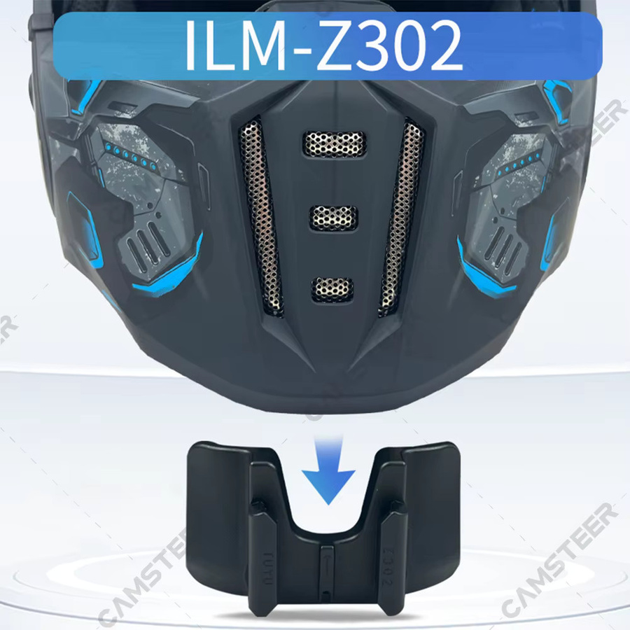 Ilm z302 Aluminium Kinnhalterung für Helm, kompatibel mit GoPro Hero 12 11 10 9, Insta360 X4 X3, Ace Pro und DJI Action 3 4, Farbe: Schwarz - Bild 2