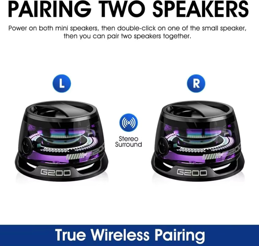 Opansten Tragbarer Bluetooth-Lautsprecher mit RGB-Beleuchtung und Telefonhalter, Mini-Soundbox in Purple, BT5.3 mit 7 Stunden Wiedergabezeit - Bild 4