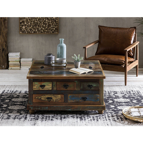 SIT Couchtisch RIVERBOAT Couchtischtruhe aus Altholz in Bunt, B/H: 90 x 47 cm - Bild 4