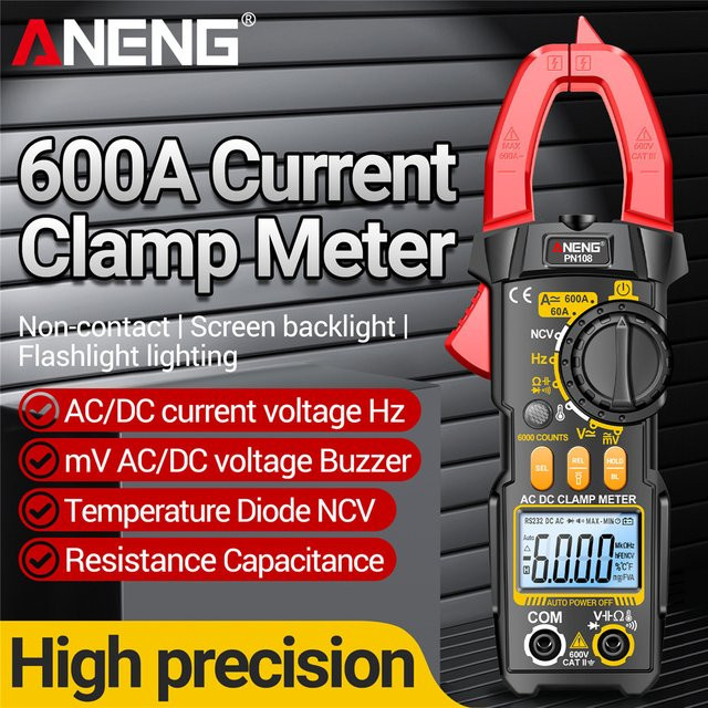 ANENG PN108 Smart Zangenmessgerät Multimeter mit 6000 Zählungen für AC/DC-Spannung, Strom, Widerstand, Kapazität und Diodentest - Bild 1