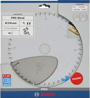 Bosch Pro Wood Kreissägeblatt-Set 2er Pack, Carbide Tipped, Silber, Durchmesser: 216 mm - Bild 1