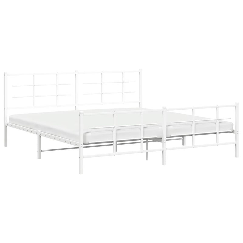 Vidaxl Metall-Bettgestell mit Kopfteil und Fußteil in Weiß, B/T: 193 x 203 cm - Bild 2