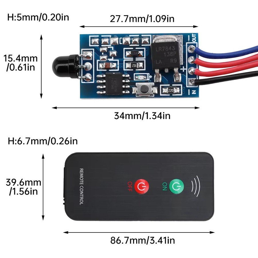 diymore Infrarot-Fernbedienungs-Empfangsmodul mit 2 Schlüsselschaltern für DC 2,5 V-5 V und DC 5 V-24 V, Lerntyp Code Sendeempfänger - Bild 2