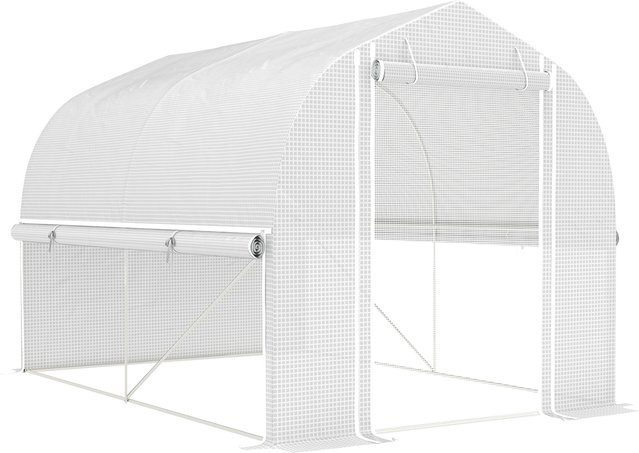 Outsunny Gewächshaus mit verzinktem Stahlrahmen und UV-beständiger Folie, Weiß, B/H/L: 300 x 200 x 200 cm - Bild 1