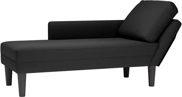 vidaXL Chaiselongue mit Kissen und rechter Armlehne in Schwarz aus Samt, B/T/H: 132,0 x 70,0 x 56,0 cm - Bild 1
