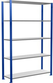 Schulte Grundregal Steckregal MULTIplus150 mit 5 Fachböden und Kreuzstrebe, Farbe Enzianblau/Verzinkt, H x B x T: 200 x 130 x 40 cm - Bild 1