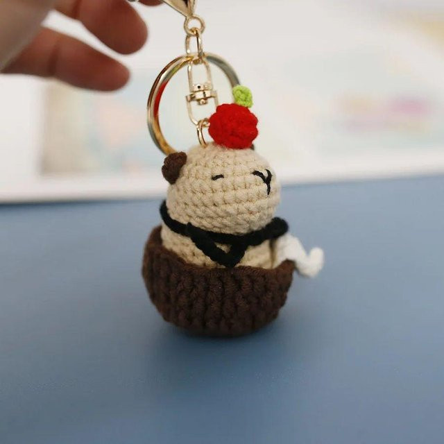 Linyi toy Schlüsselanhänger, Grüner Dinosaurier, Handgemacht, Unisex - Bild 1