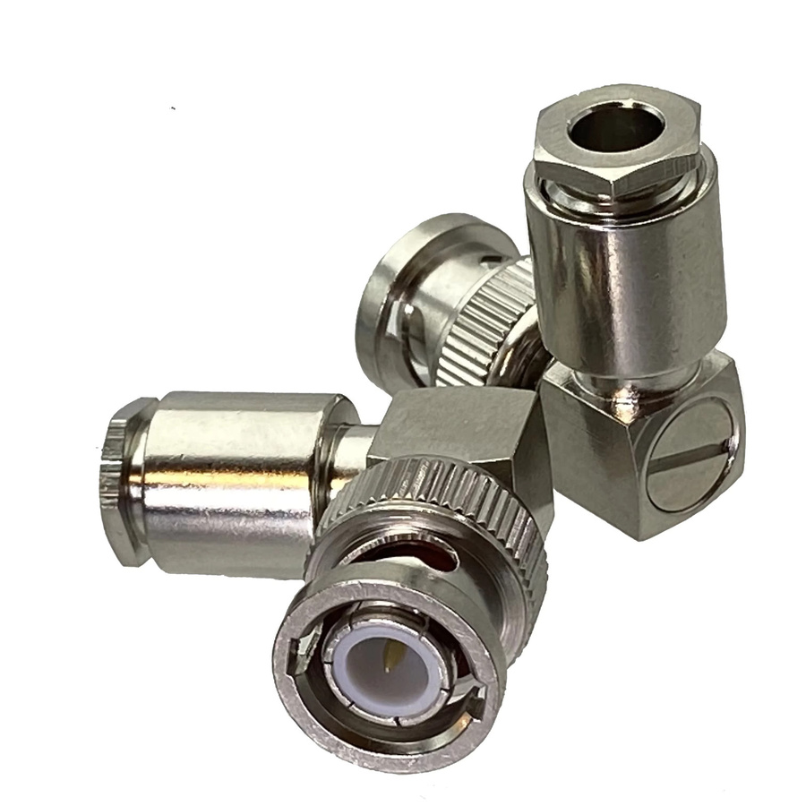 BNC Stecker Set mit Klemme für RG174 RG316 RG58 RG142 RG8X RG5 RG6 RG8 LMR400 Kabel, Gerade und Rechtwinklig, Farbe: Silber - Bild 1