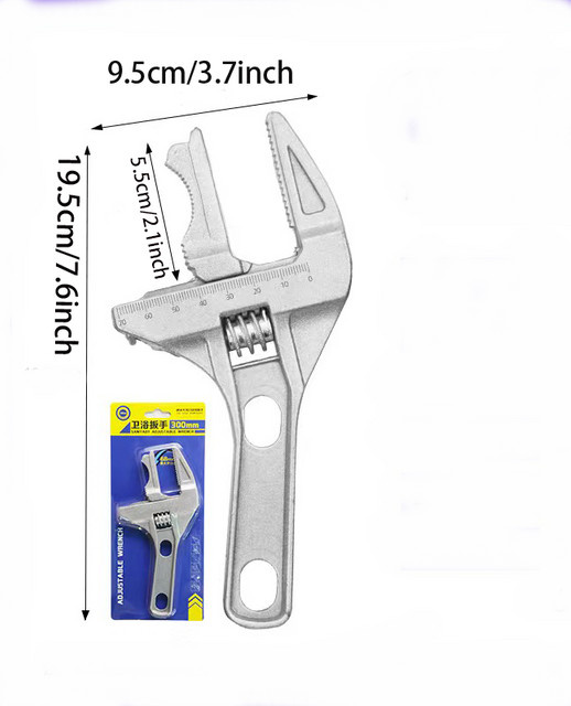 Multifunktionaler verstellbarer Mini-Schraubenschlüssel aus Aluminium in Silber für Badezimmer-Rohrmuttern, Einstellbereich 6-68mm - Bild 1