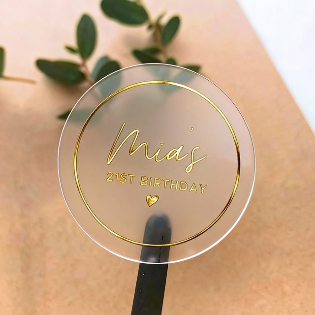 50 Stück personalisierte Geburtstagsaufkleber, rund und wasserfest, transparent mit Gold- und Silberfolie als Geschenketiketten - Bild 1