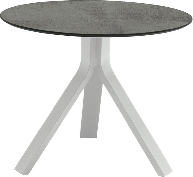 Stern Beistelltisch Freddie rund Ø 60 cm in Weiß mit Zement-Optik Tischplatte aus Aluminium - Bild 1