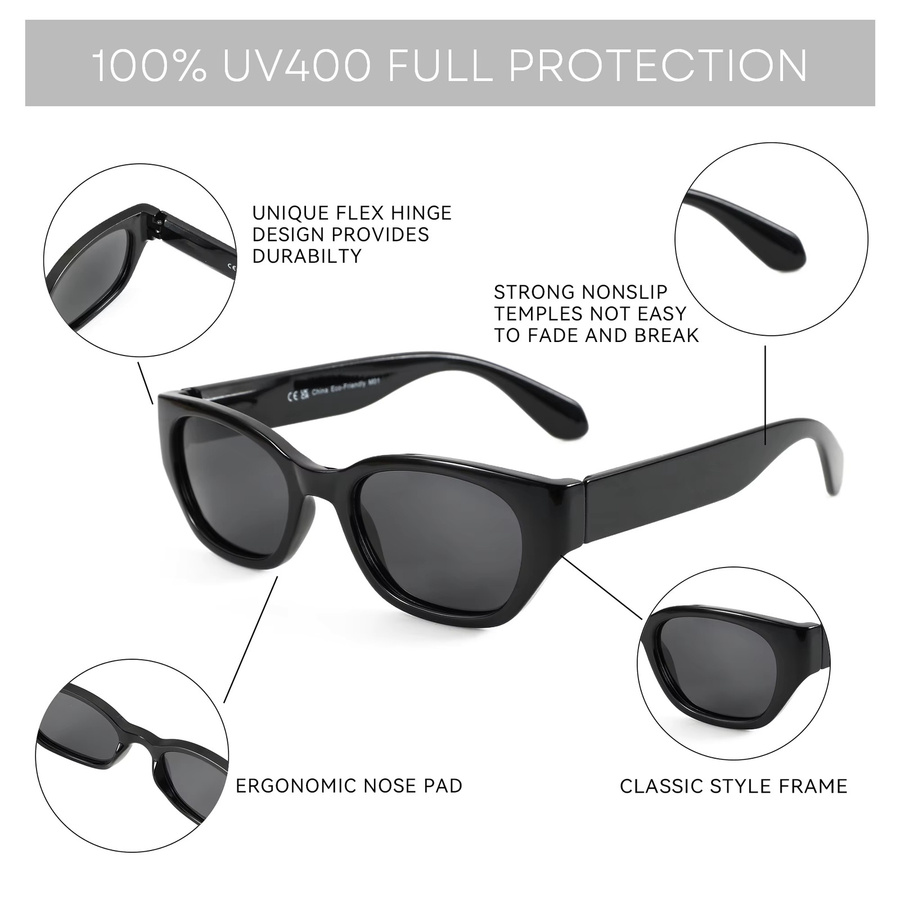 ZENOTTIC ZS2219 Sonnenbrille, Schmetterling, Vollrand, Kunststoff, Schwarz, Damen - Bild 4