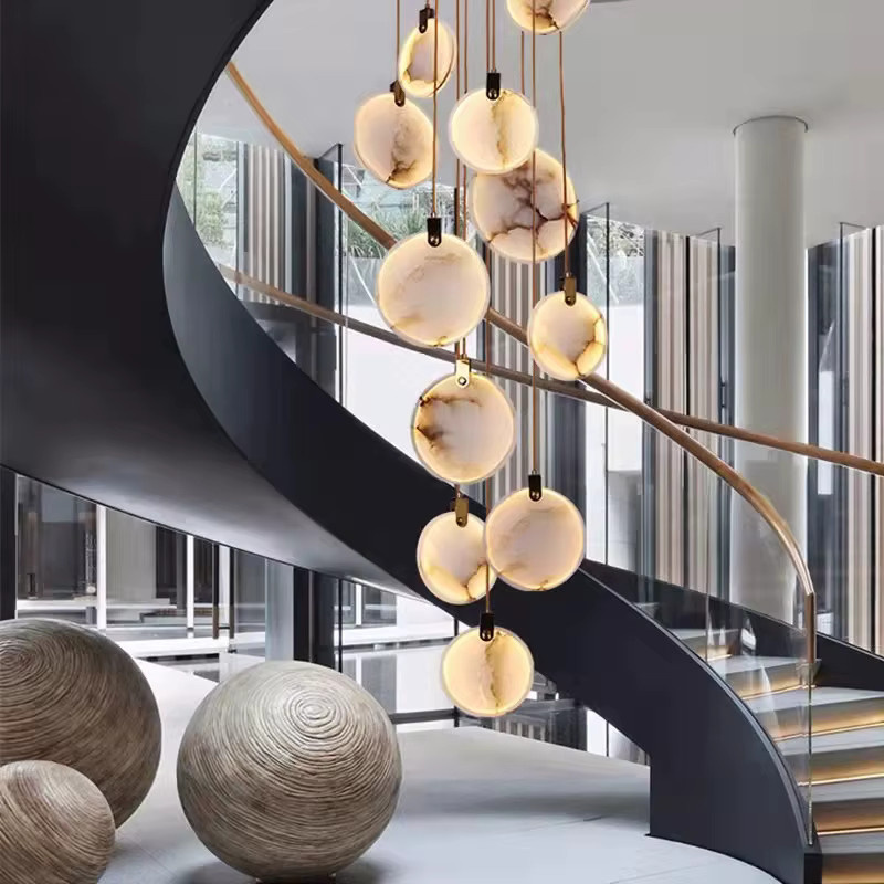 ABCZ Kronleuchter aus Kupfer und Marmor in modernem Luxus-Design für Wohnzimmer, Schlafzimmer oder Treppenhäuser - Bild 2