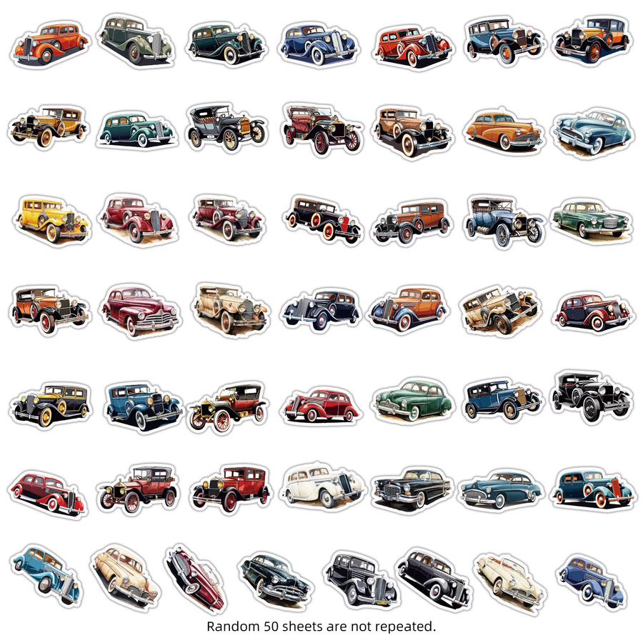 50 oder 100 Stück Vintage Auto Aufkleber im Doodle-Stil, bunte Sticker für Auto, Gitarre, Tasse und Telefon - Bild 2