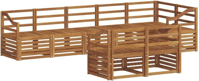 vidaXL Sofagarnitur 8-teilig aus Massivholz Akazie in Natur Braun mit Latten-Design - Bild 1