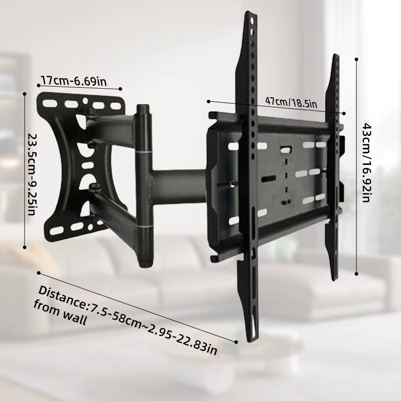 BEISHI Full Motion TV-Wandhalterung für 26–55 Zoll, schwarz, drehbar und neigbar mit langem Arm und 70 cm Verlängerung, max. VESA 400 x 400 mm - Bild 2