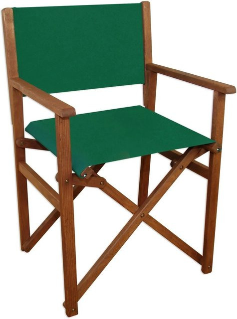 Erst-Holz Regiestuhl aus Buche in Grün mit Armlehnen und Stoffbezug, B/T/H: 47 x 40 x 84 cm - Bild 1