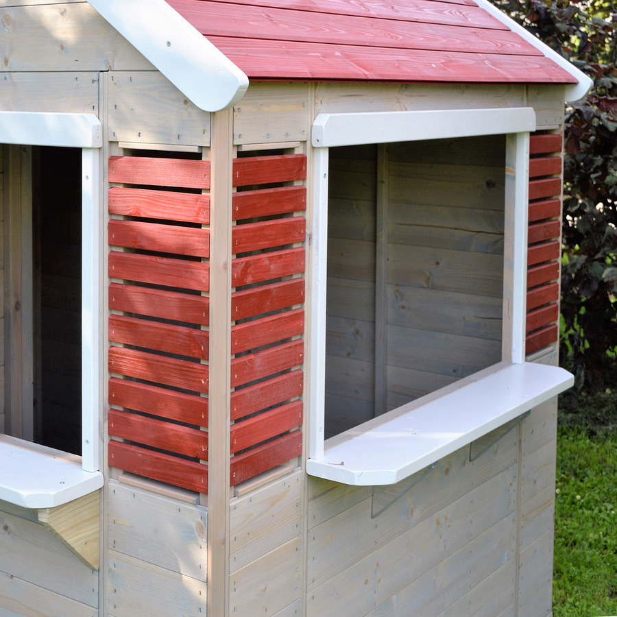 Wendi Toys Kinderspielhaus Krokodil aus Holz mit Fenster und Veranda, natur/rot, B/T/H: 120 x 155 x 168 cm - Bild 3