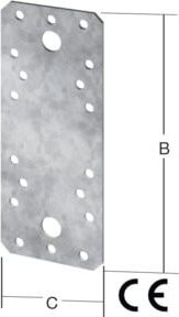 VORMANN Flachverbinder schwere Ausführung aus verzinktem Stahl in Silber, B/T/H: 18,0 x 4,0 x 0,25 cm - Bild 1