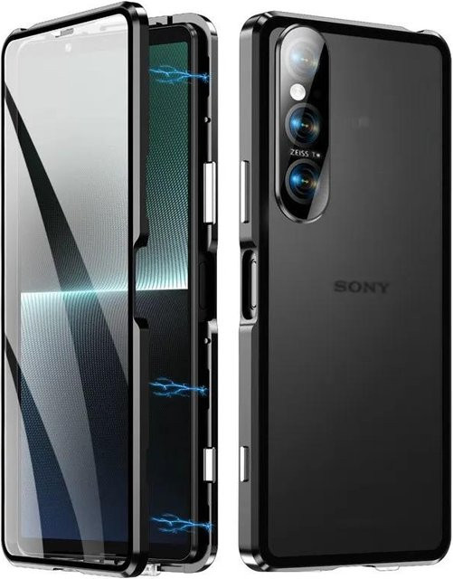 360 Grad Vollschutzhülle für Sony Xperia 1 VII 1 VI 10 5 Xperia 1 V mit magnetischer Adsorption und gehärtetem Glas in Schwarz - Bild 1