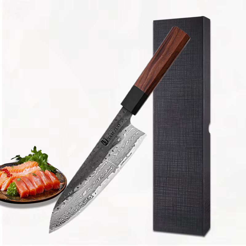 WXCOO Santoku Japanisches Kochmesser aus 67-lagigem Damast mit Holzgriff in Silber - Bild 6