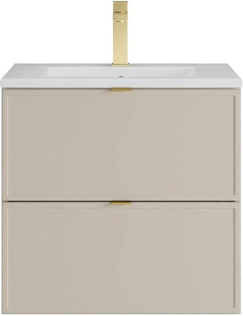 Vente-unique Einzelwaschtisch Ondil Beige mit Soft-Close-Türen und Schubladen, Wandmontage, Breite: 60 cm - Bild 1
