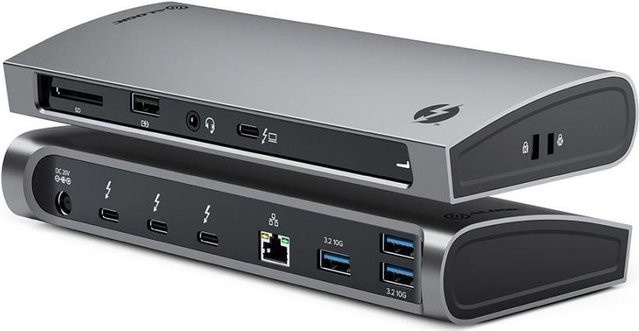 ALOGIC TB4D3TB Thunderbolt 4 Dockingstation in Schwarz mit Ethernet LAN, 3,5 mm Kopfhörer-Anschluss und SD-Kartenslot für 4K Ultra HD - Bild 1