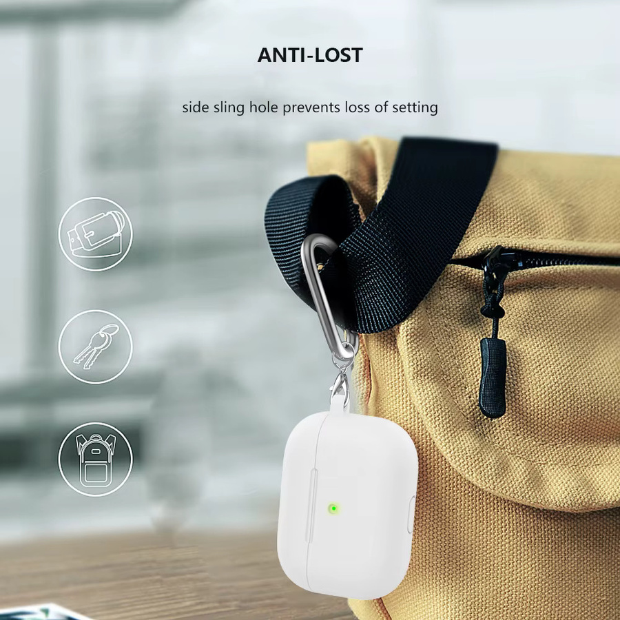 Weiche Silikon-Schutzhülle für Apple AirPods Pro mit Haken in Blau und Weiß - Bild 2