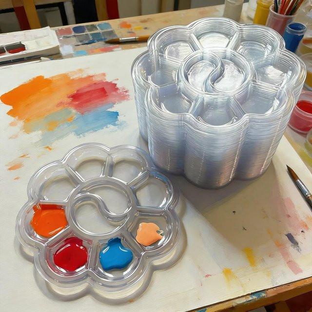 20 Stück Einweg-Farbmischpalette aus Kunststoff, transparente Malpalette für dein Malzubehör - Bild 1