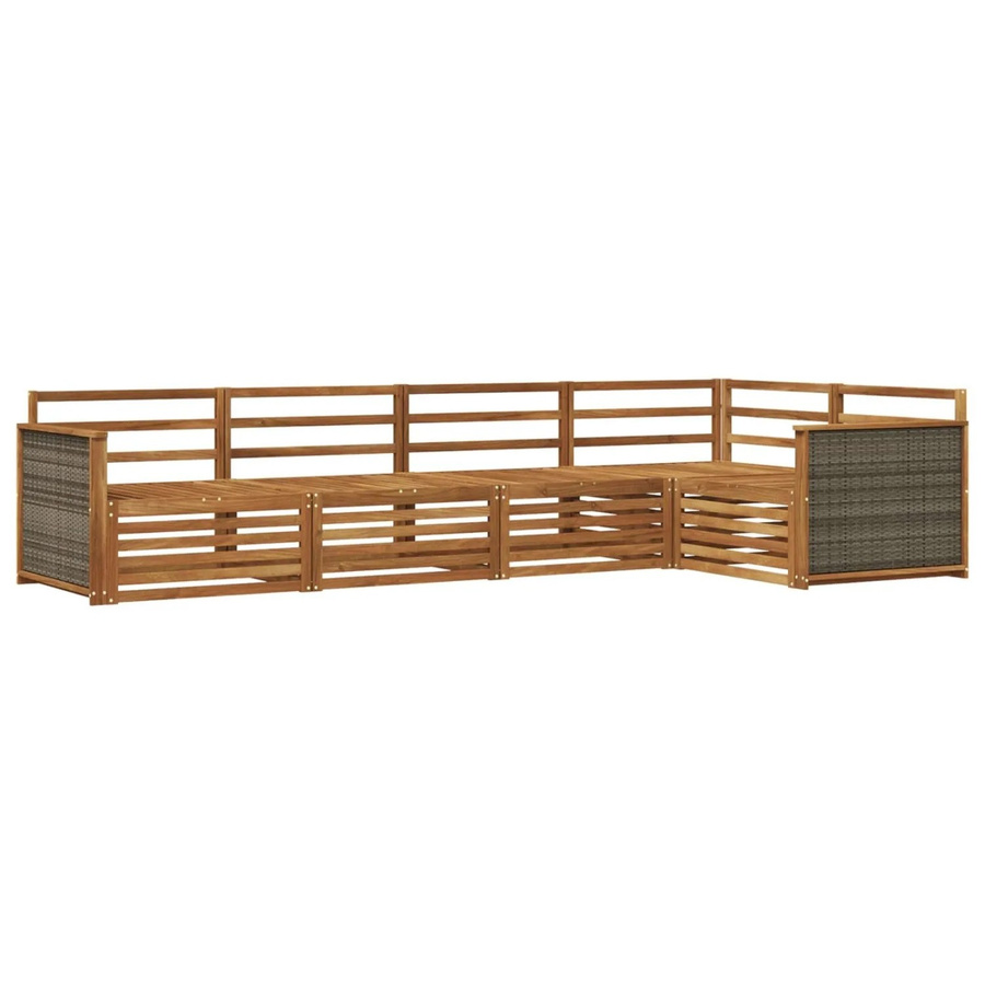 vidaXL Outdoor-Sofagarnitur aus Massivholz Akazie in Braun, L-Form mit 5 Teilen - Bild 2
