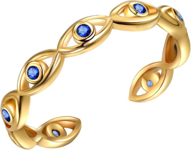 TrendVibeCN Ring, Blauer Böser Blick, Zirkonia, Gold, Damen, Adjustable - Bild 1