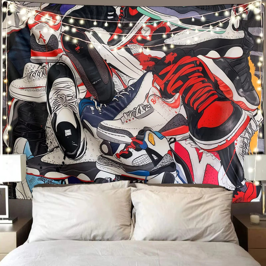 VIKAMA Wandteppich Sneakers Graffiti Collage Street Style Wandbehang Multicolour Breite: 60 cm, Höhe: 40 cm - Bild 3