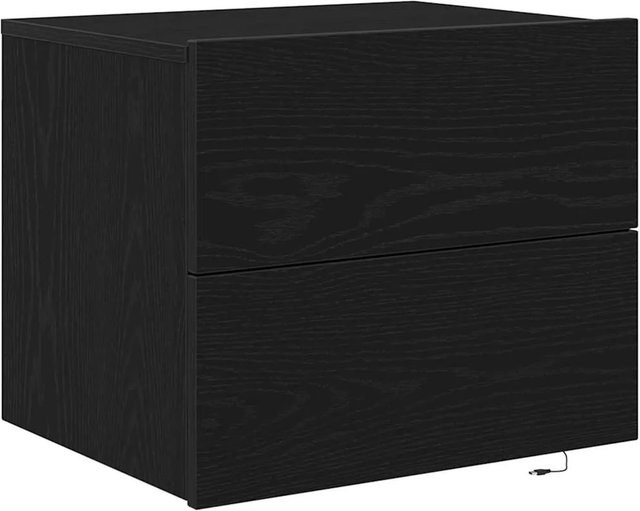 vidaXL Wandmontierter Nachtschrank in Schwarzer Eiche mit integrierter Beleuchtung, B/T/H: 50 x 39 x 41 cm - Bild 1