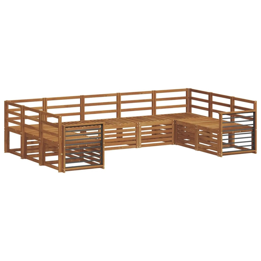 vidaXL Sofagarnitur 9-teilig aus Akazie Massivholz in Natur Braun, U-Form mit Latten-Design - Bild 2